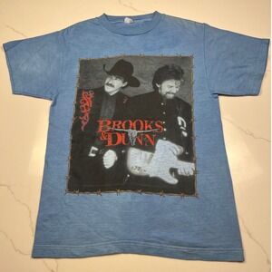 Brooks & Dunn T-Shirt Mens Small Blue Vintage 90s Country Tour Concert Graphic
